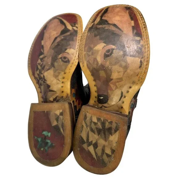Women's Tin Haul South By SW Cowgirl Boots Wolf Sole Handmade Western Aztec 6.5 - Picture 5 of 7